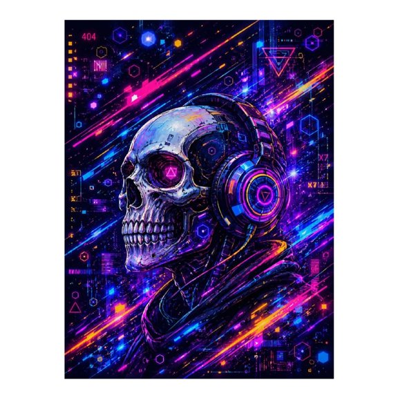 Diamond Art Kit for Adults, Neon Tech Skull Diamond Painting for Adults Beginners, 5D DIY Diamond Art Painting Kits, Colorful Diamond Painting Craft for Home Decor 12x16