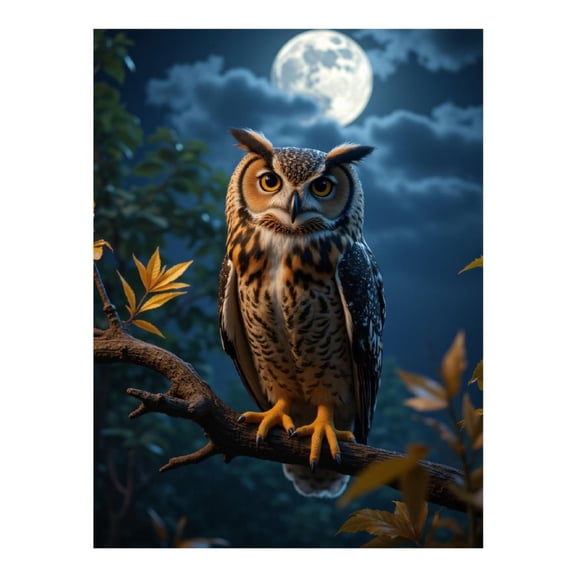 Diamond Art Kit for Adults, Night Owl Under Moonlight Diamond Painting for Adults Beginners, DIY Diamond Art Painting Kits, 5D Diamond Painting Crafts for Home Decor 12x16 Frameless