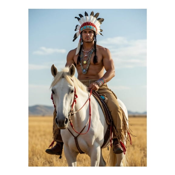 Diamond Art Kit for Adults, Noble Rider Tribal Portrait Diamond Painting for Adults Beginners, DIY Diamond Art Painting Kits, 5D Diamond Painting Crafts for Home Decor 12x16 Frameless