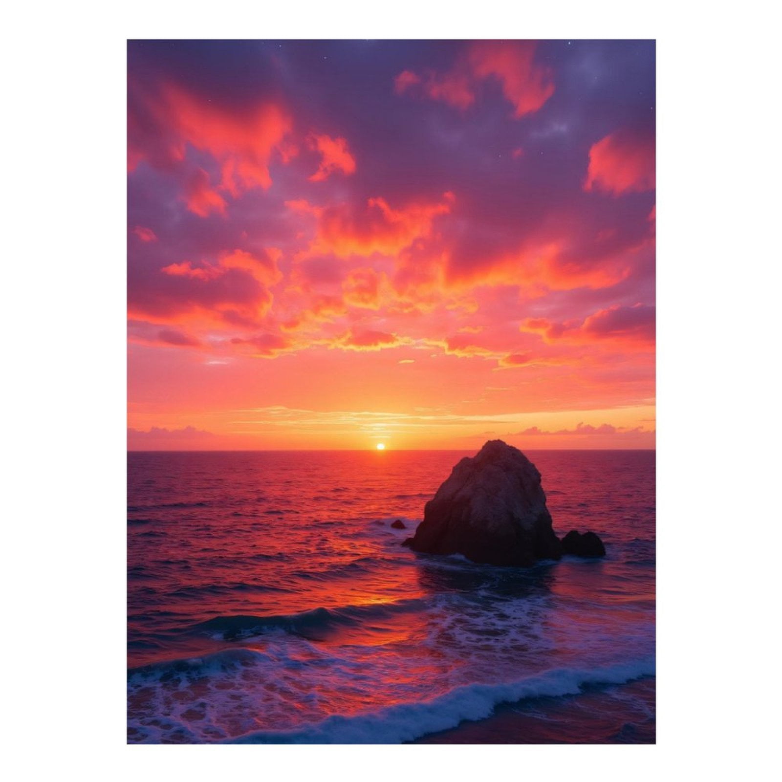 Diamond Art Kit for Adults, Ocean Sunset Sky Rock Waves Diamond Painting for Adults Beginners, 5D DIY Diamond Art Painting Kits, Colorful Diamond Painting Craft for Home Decor 12x16