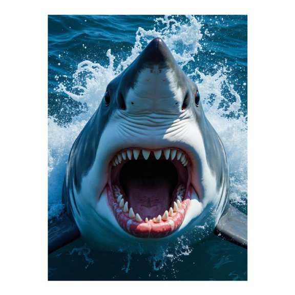 Diamond Art Kit for Adults, Open Ocean Great White Shark Diamond Painting for Adults Beginners, DIY Diamond Art Painting Kits, 5D Diamond Painting Crafts for Home Decor 12x16 Frameless