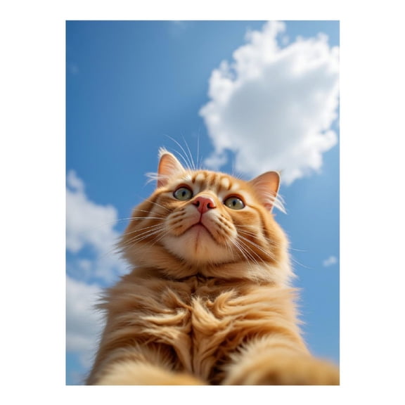 Diamond Art Kit for Adults, Orange Cat Blue Sky Clouds Diamond Painting for Adults Beginners, DIY Diamond Art Painting Kits, 5D Diamond Painting Crafts for Home Decor 12x16 Frameless