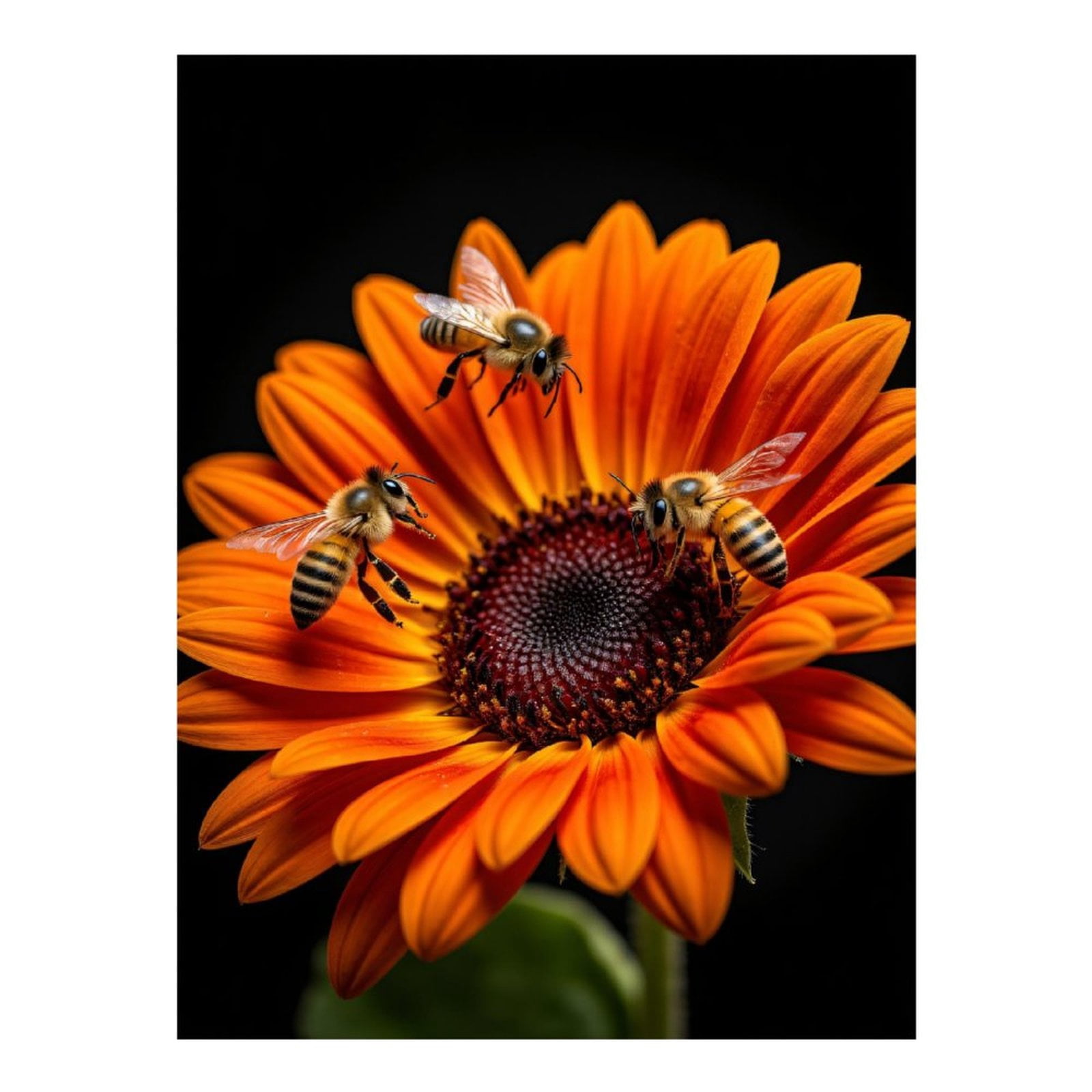 Diamond Art Kit for Adults, Orange Flower Bees Gathering Diamond Painting for Adults Beginners, 5D DIY Diamond Art Painting Kits, Colorful Diamond Painting Craft for Home Decor 12x16