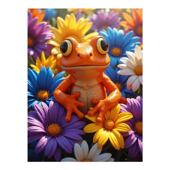 Diamond Art Kit for Adults, Orange Frog Colorful Blossoms Diamond Painting for Adults Beginners, 5D DIY Diamond Art Painting Kits, Colorful Diamond Painting Craft for Home Decor 12x16