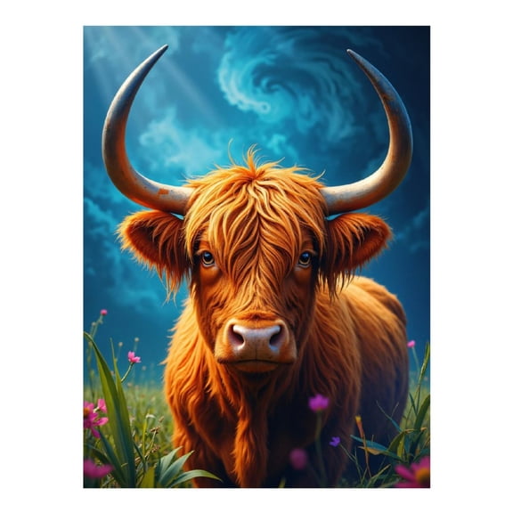 Diamond Art Kit for Adults, Orange Horned Creature In Meadow Diamond Painting for Adults Beginners, 5D DIY Diamond Art Painting Kits, Colorful Diamond Painting Craft for Home Decor 12x16
