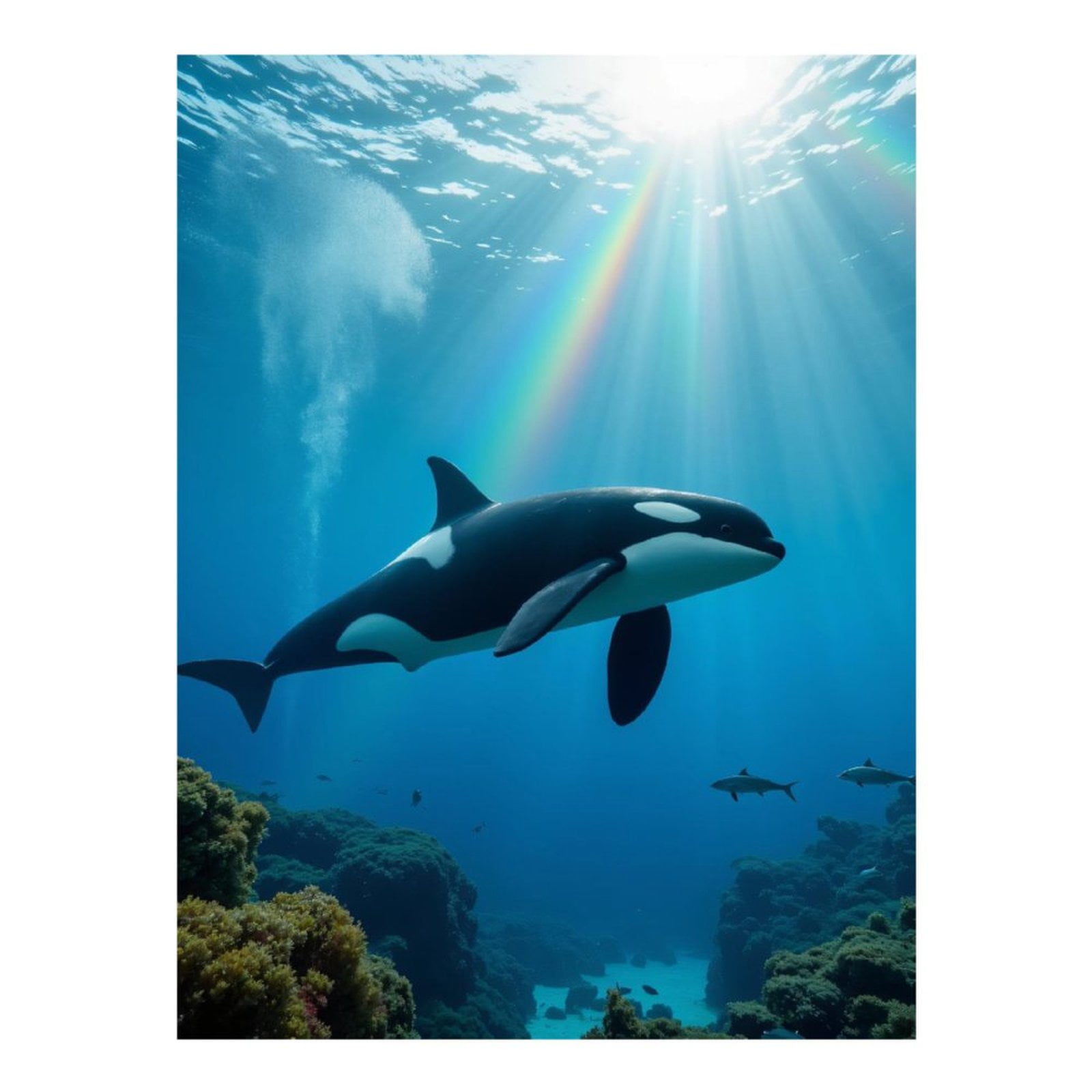 Diamond Art Kit for Adults, Orca Ocean Rainbow Illumination Diamond Painting for Adults Beginners, DIY Diamond Art Painting Kits, 5D Diamond Painting Crafts for Home Decor 12x16 Frameless
