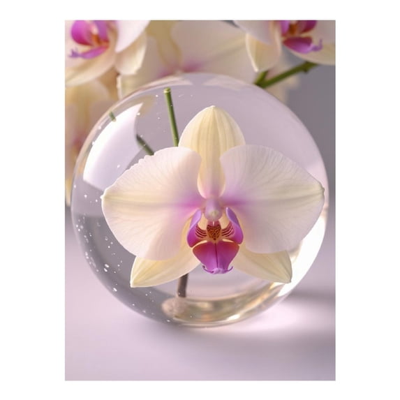 Diamond Art Kit for Adults, Orchid Blossom In Glass Sphere Diamond Painting for Adults Beginners, 5D DIY Diamond Art Painting Kits, Colorful Diamond Painting Craft for Home Decor 12x16
