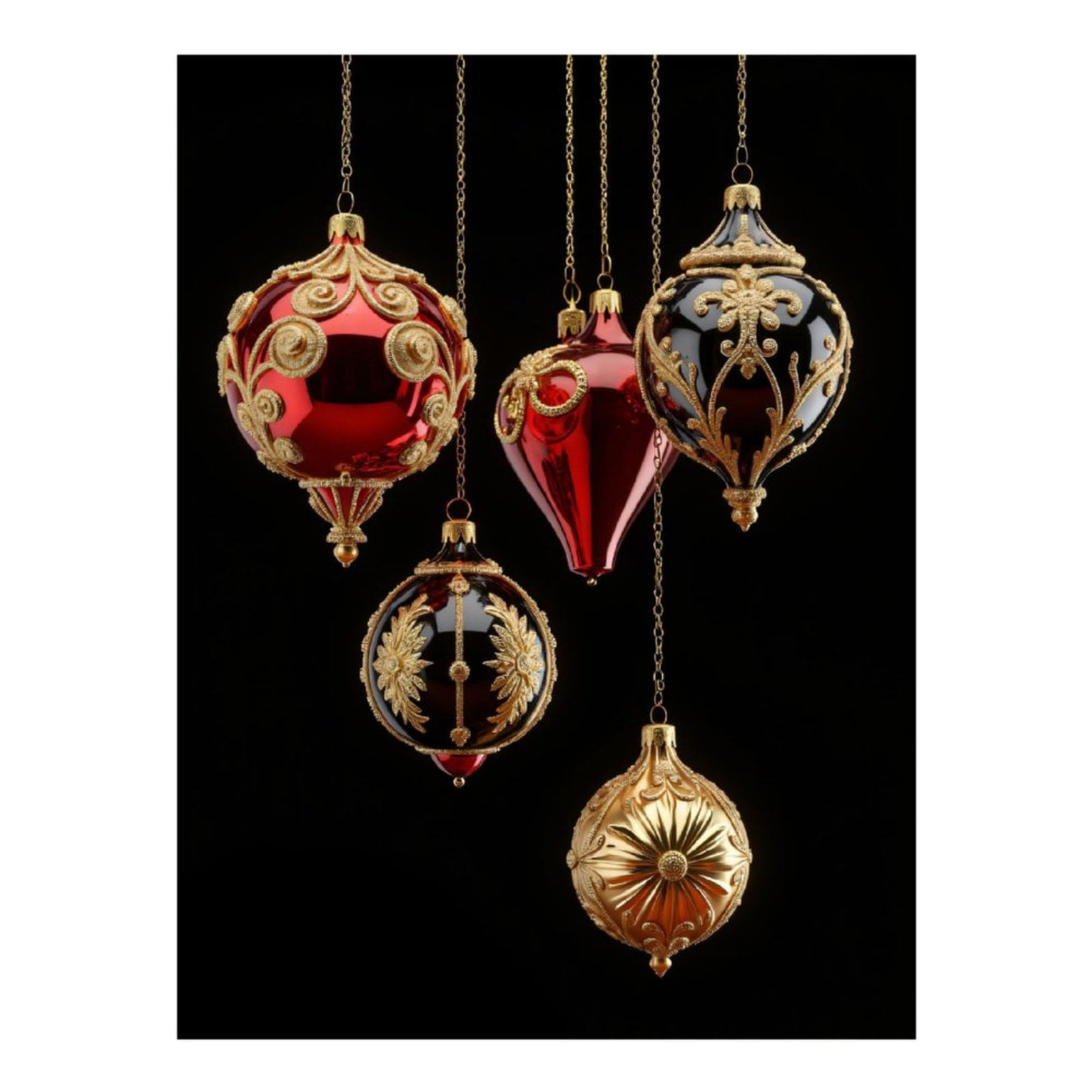 Diamond Art Kit for Adults, Ornate Red Gold Christmas Ornaments Diamond Painting for Adults Beginners, DIY Diamond Art Painting Kits, 5D Diamond Painting Crafts for Home Decor 12x16 Frameless