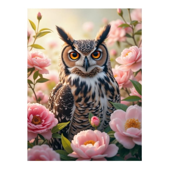 Diamond Art Kit for Adults, Owl Among Pink Blossoms Diamond Painting for Adults Beginners, DIY Diamond Art Painting Kits, 5D Diamond Painting Crafts for Home Decor 12x16 Frameless