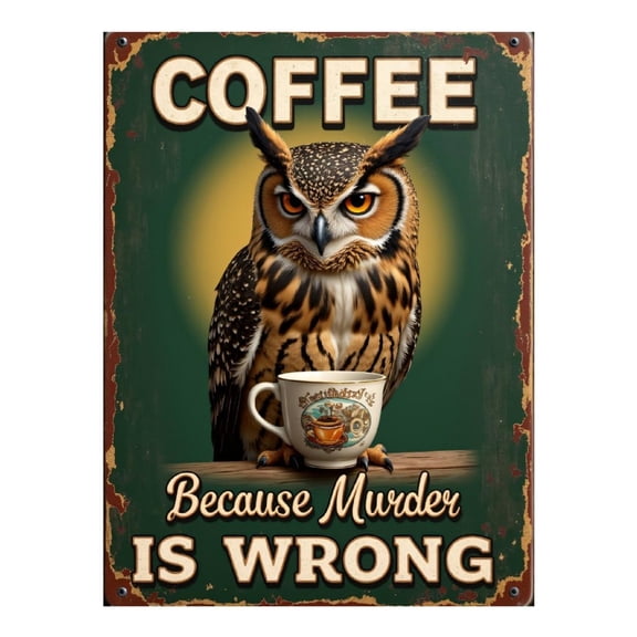 Diamond Art Kit for Adults, Owl Coffee Vintage Poster Diamond Painting for Adults Beginners, DIY Diamond Art Painting Kits, 5D Diamond Painting Crafts for Home Decor 12x16 Frameless