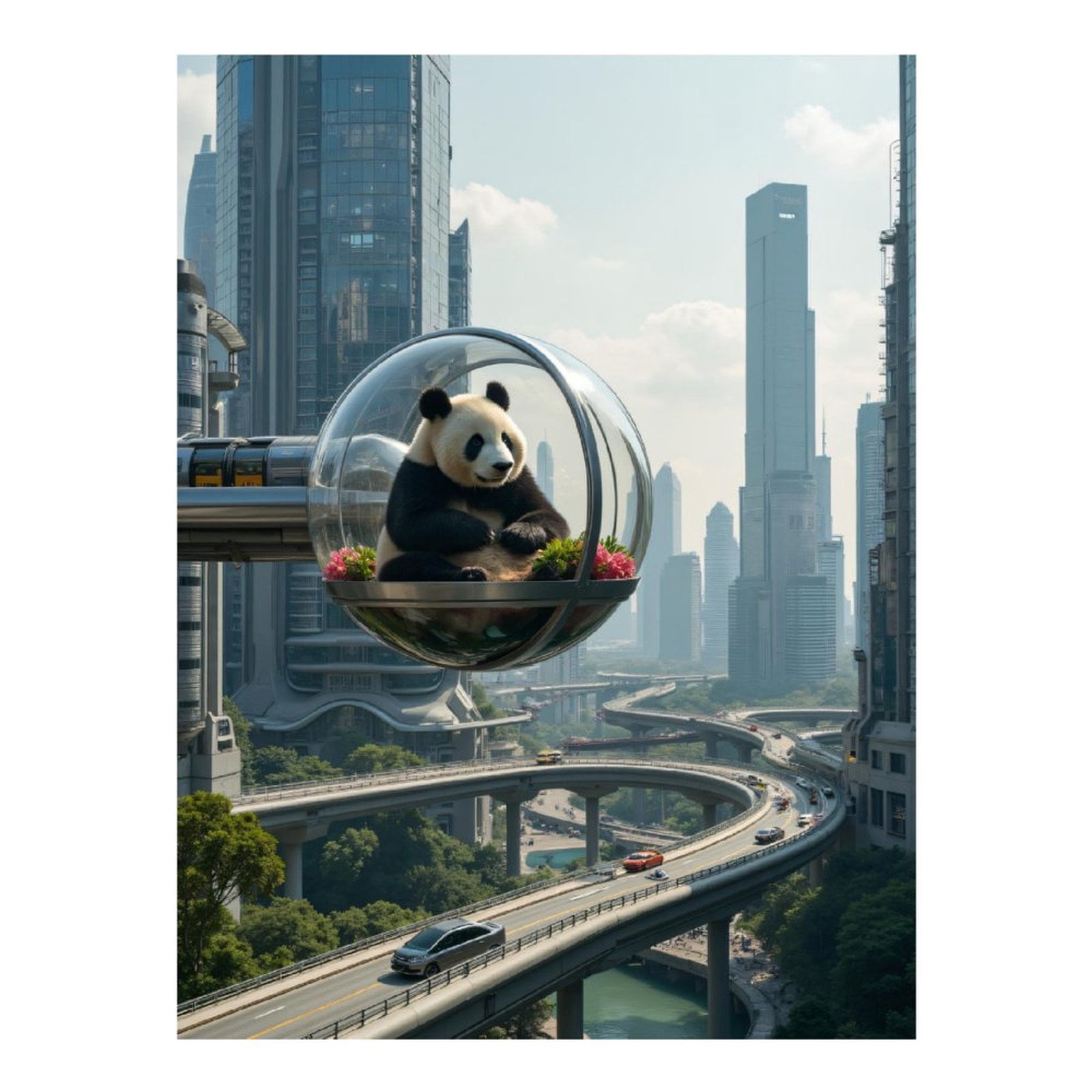 Diamond Art Kit for Adults, Panda Floating Urban Skyline Capsule ...