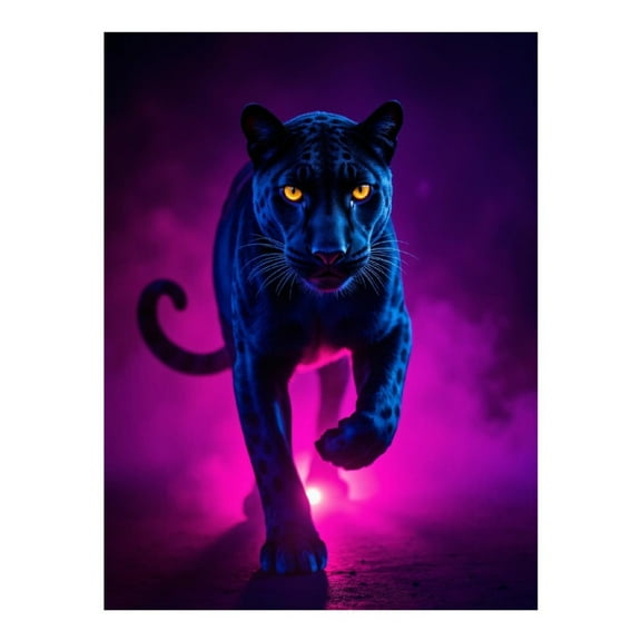 Diamond Art Kit for Adults, Panther Neon Glow Night Walk Diamond Painting for Adults Beginners, DIY Diamond Art Painting Kits, 5D Diamond Painting Crafts for Home Decor 12x16 Frameless