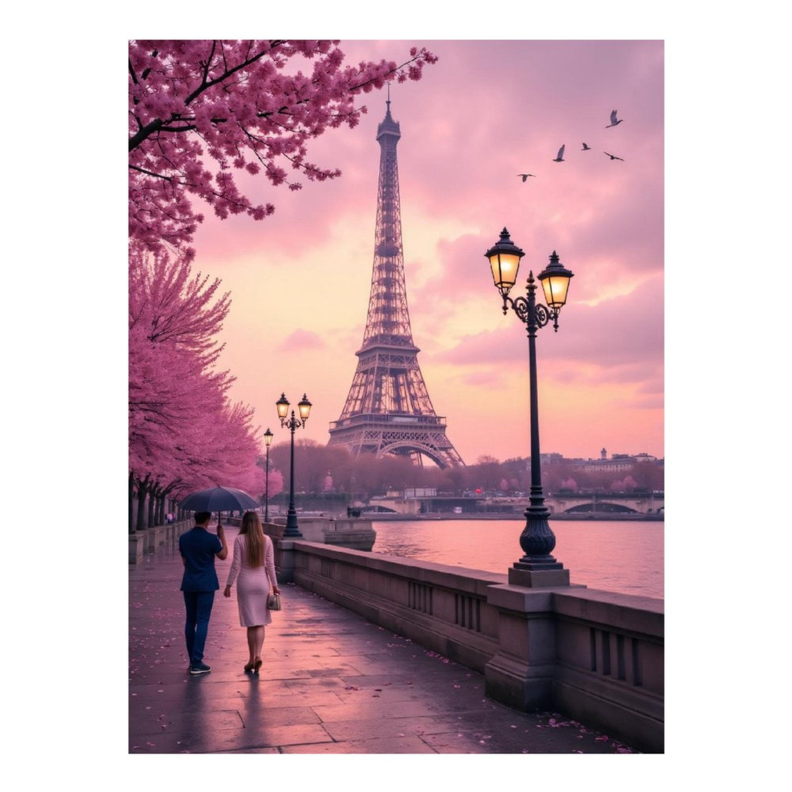 Diamond Art Kit for Adults, Paris Spring Eiffel Tower Walkway Diamond Painting for Adults Beginners, DIY Diamond Art Painting Kits, 5D Diamond Painting Crafts for Home Decor 12x16 Frameless