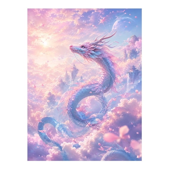 Diamond Art Kit for Adults, Pastel Sky Dragon Diamond Painting for Adults Beginners, 5D DIY Diamond Art Painting Kits, Colorful Diamond Painting Craft for Home Decor 12x16