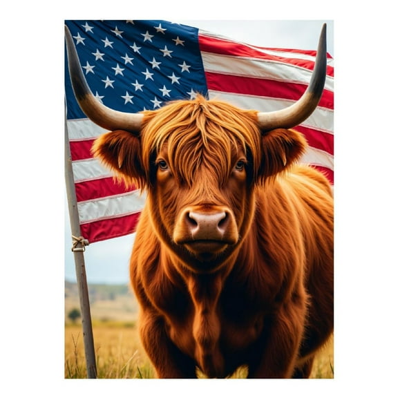 Diamond Art Kit for Adults, Patriotic Cattle Portrait Diamond Painting for Adults Beginners, DIY Diamond Art Painting Kits, 5D Diamond Painting Crafts for Home Decor 12x16 Frameless