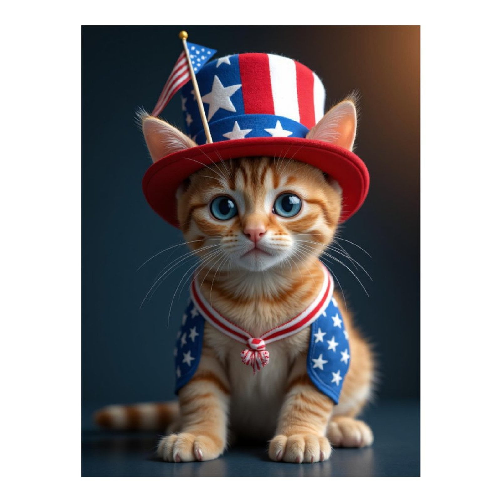 Diamond Art Kit for Adults, Patriotic Kitten Festive Outfit Diamond Painting for Adults Beginners, 5D DIY Diamond Art Painting Kits, Colorful Diamond Painting Craft for Home Decor 12x16