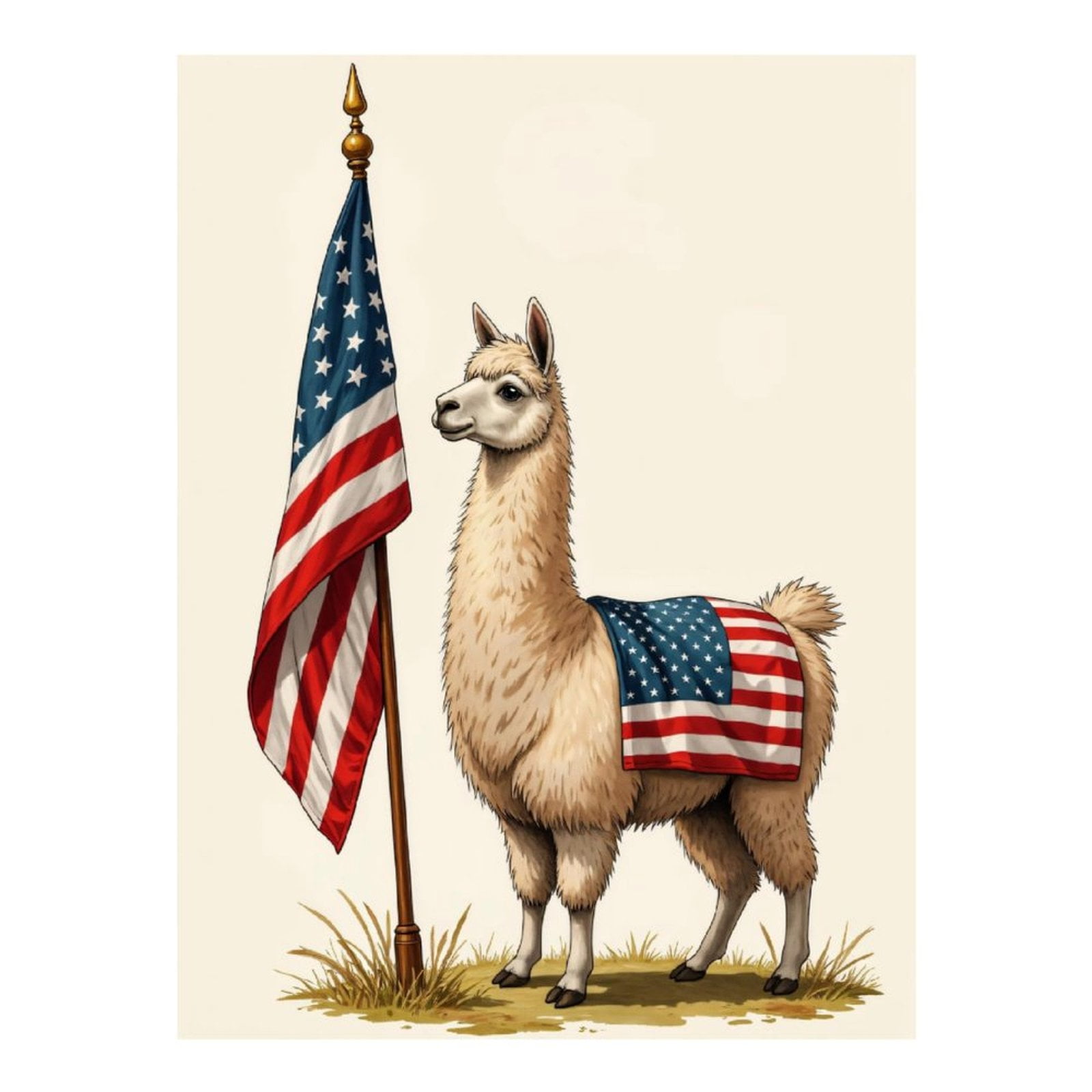 Diamond Art Kit for Adults, Patriotic Llama With Flag Draped Diamond Painting for Adults Beginners, 5D DIY Diamond Art Painting Kits, Colorful Diamond Painting Craft for Home Decor 12x16