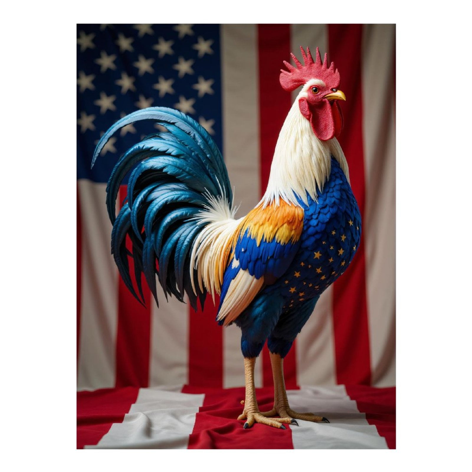 Diamond Art Kit for Adults, Patriotic Rooster Display Diamond Painting for Adults Beginners, 5D DIY Diamond Art Painting Kits, Colorful Diamond Painting Craft for Home Decor 12x16
