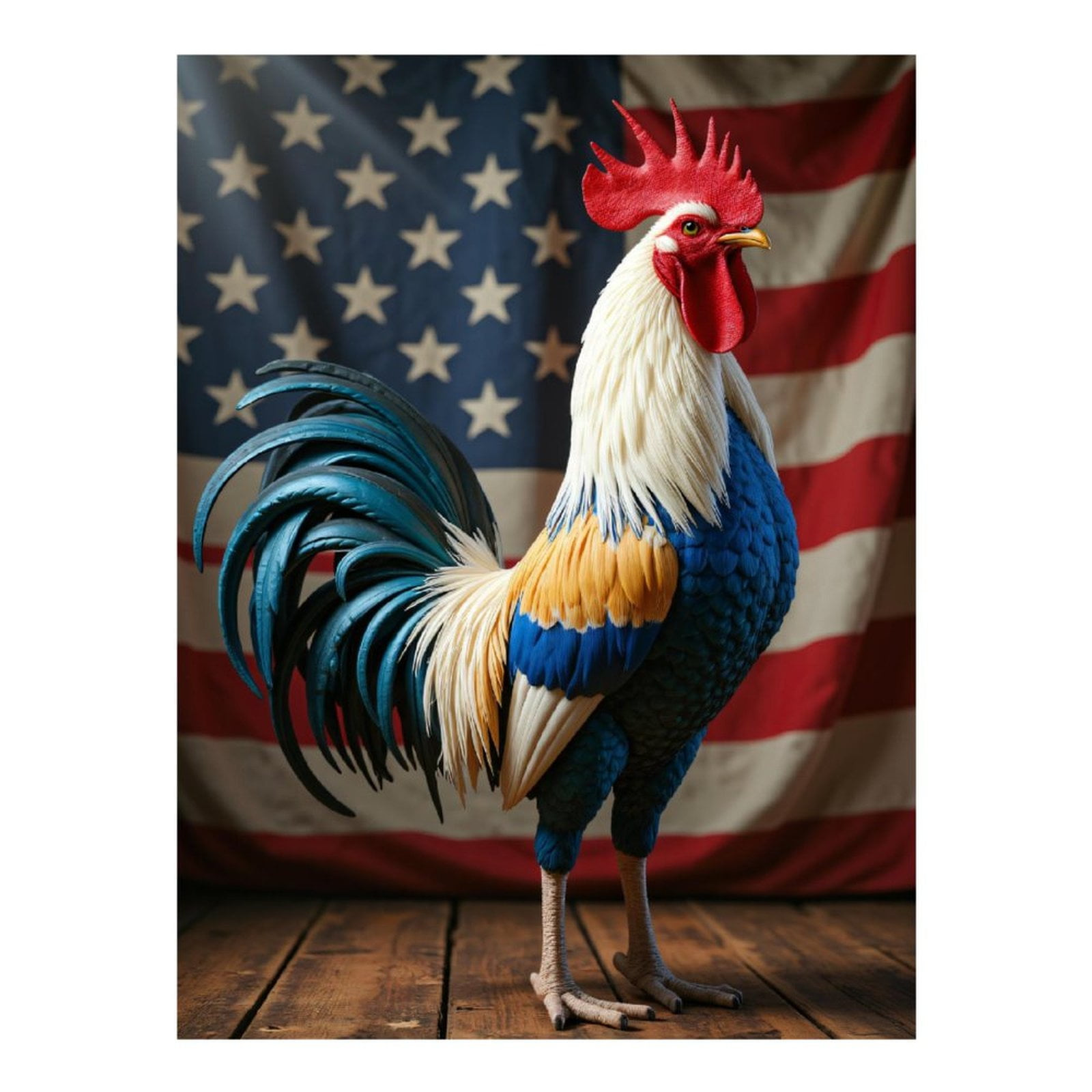 Diamond Art Kit for Adults, Patriotic Rooster Flag Background Diamond Painting for Adults Beginners, DIY Diamond Art Painting Kits, 5D Diamond Painting Crafts for Home Decor 12x16 Frameless