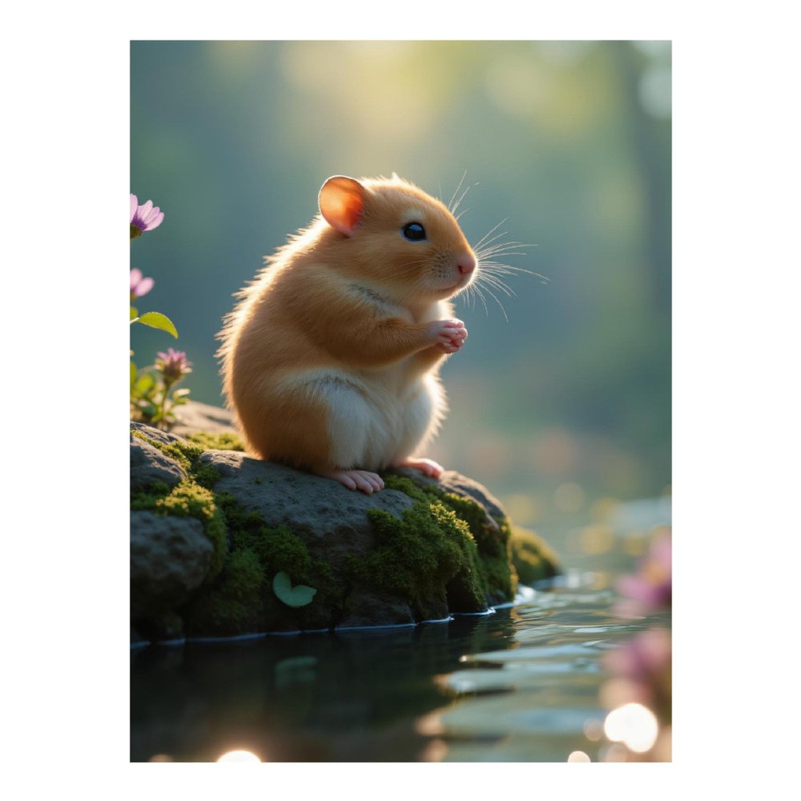 Diamond Art Kit for Adults, Peaceful Hamster On Mossy Rock Diamond Painting for Adults Beginners, 5D DIY Diamond Art Painting Kits, Colorful Diamond Painting Craft for Home Decor 12x16