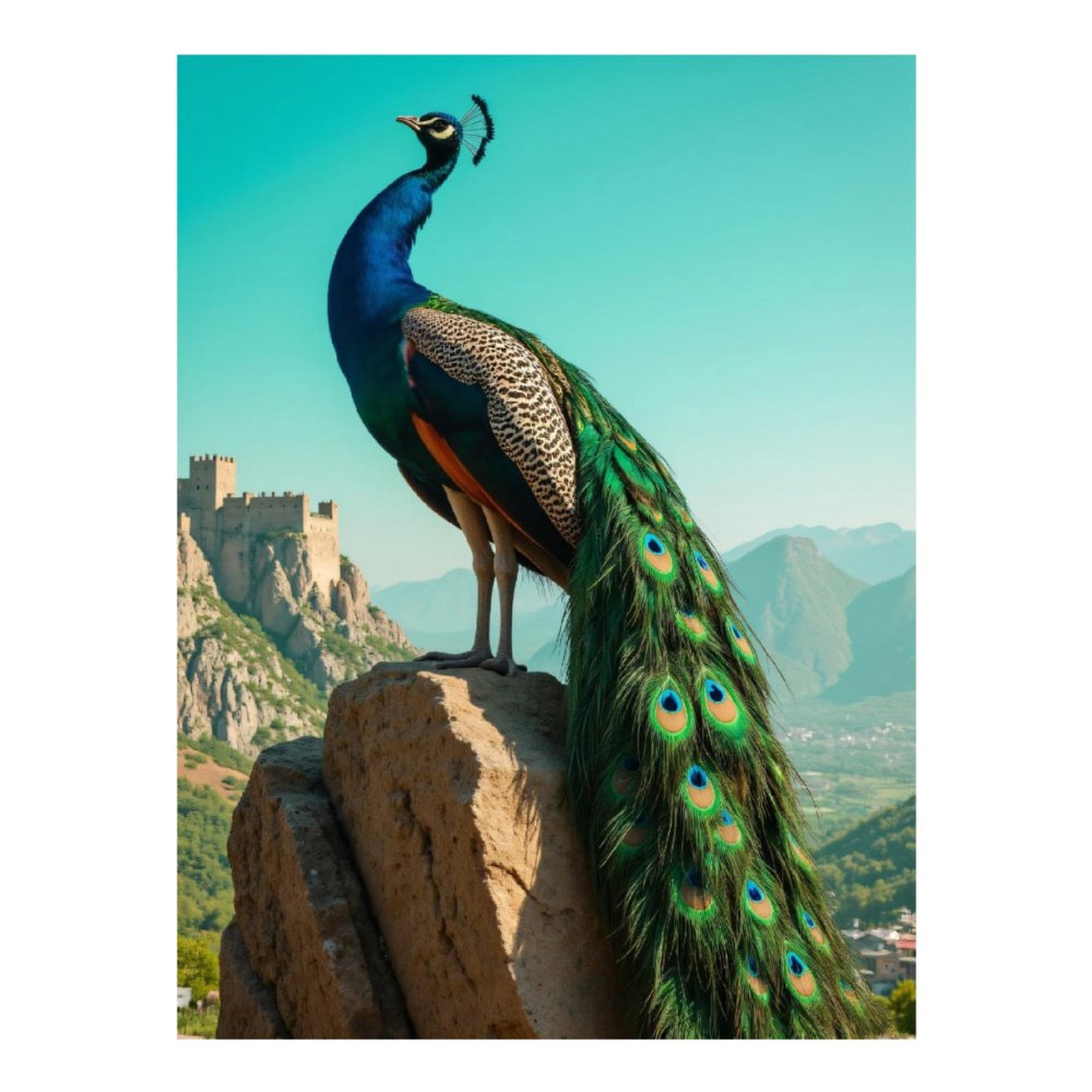 Diamond Art Kit for Adults, Peacock Castle Rock Scenic View Diamond Painting for Adults Beginners, DIY Diamond Art Painting Kits, 5D Diamond Painting Crafts for Home Decor 12x16 Frameless