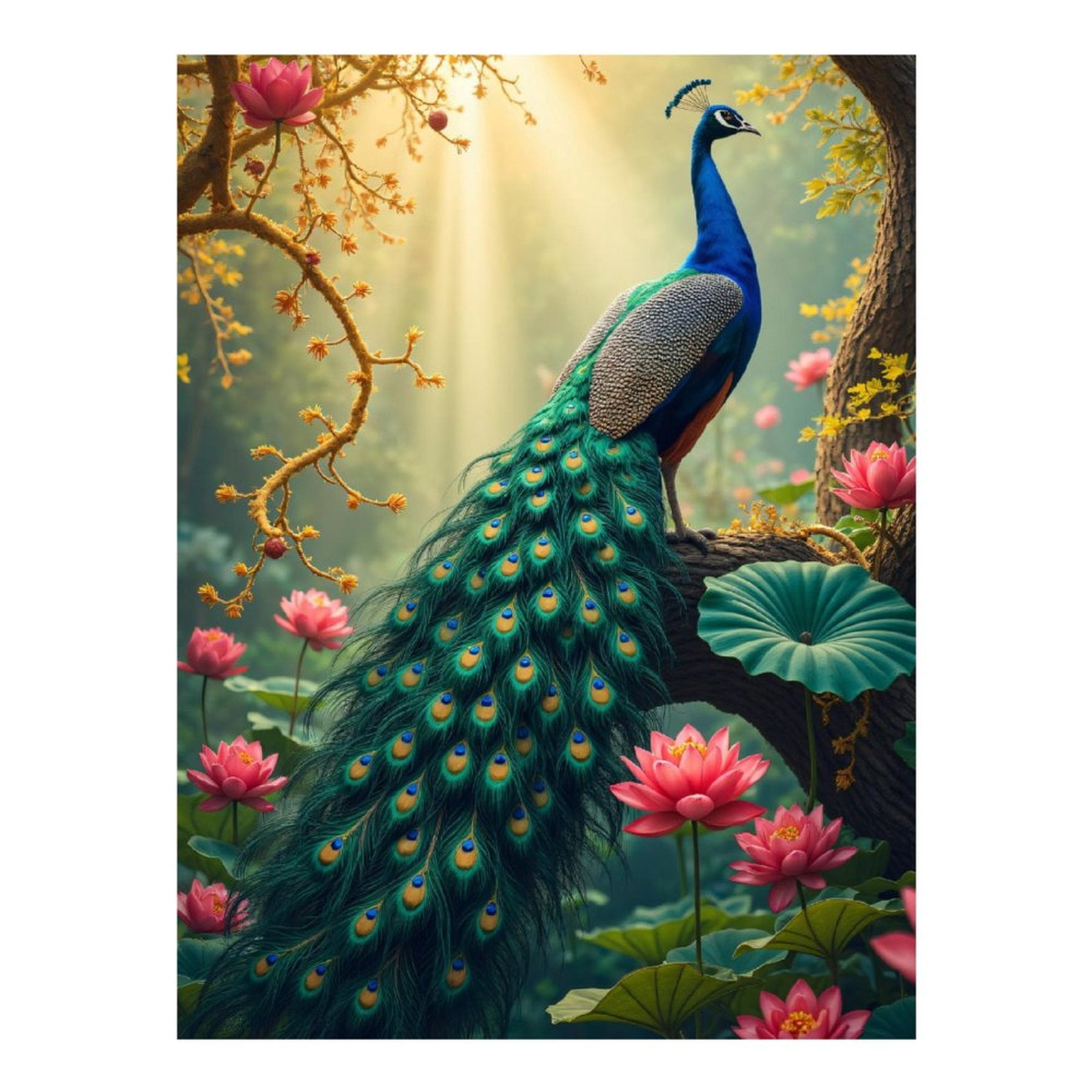 Diamond Art Kit for Adults, Peacock Garden Elegance Blossoms Diamond Painting for Adults Beginners, DIY Diamond Art Painting Kits, 5D Diamond Painting Crafts for Home Decor 12x16 Frameless