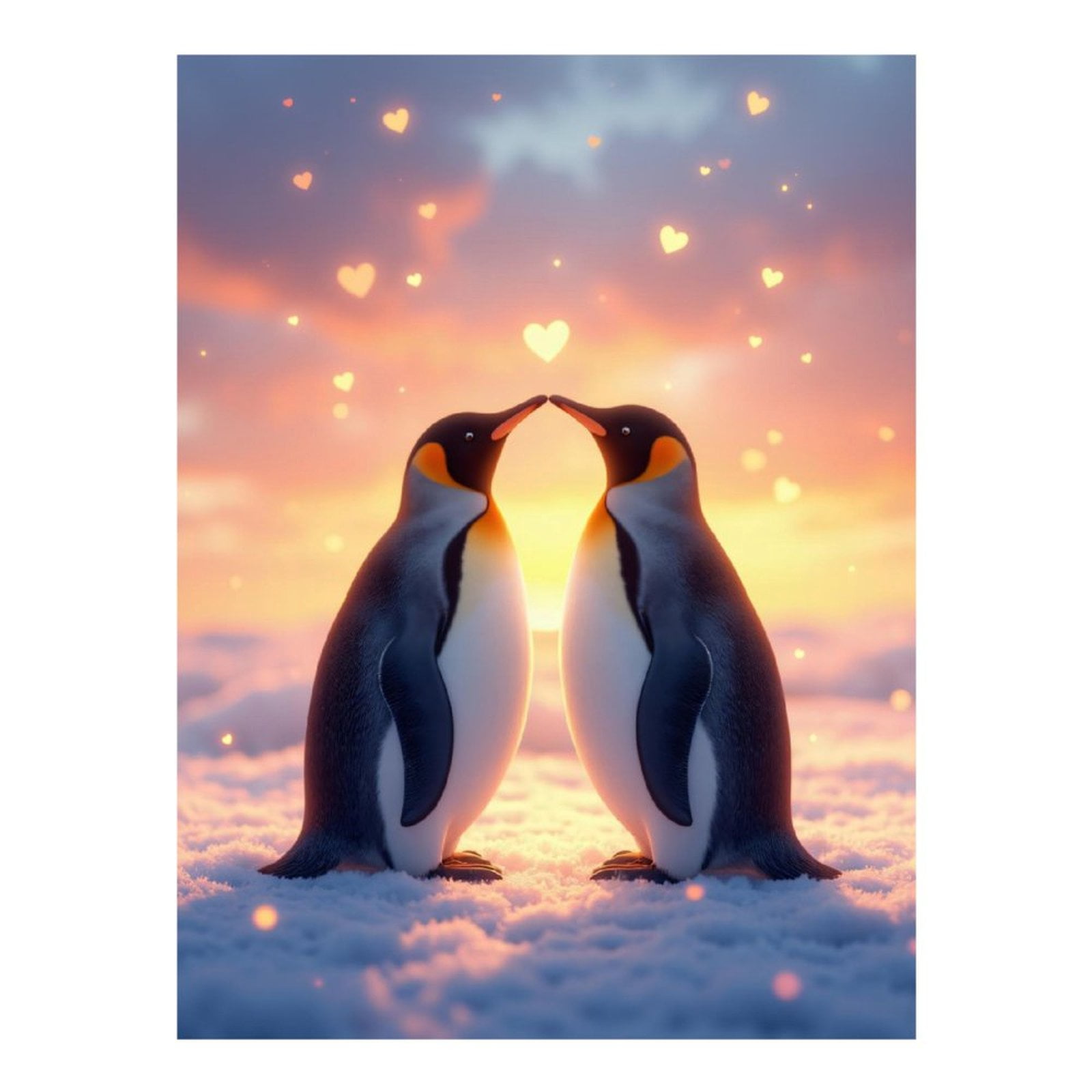 Diamond Art Kit for Adults, Penguins Sunset Love Hearts Snow Diamond Painting for Adults Beginners, DIY Diamond Art Painting Kits, 5D Diamond Painting Crafts for Home Decor 12x16 Frameless