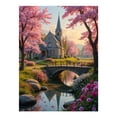 thumbnail image 1 of Diamond Art Kit for Adults, Pink Blossoms Stone Chapel Bridge Diamond Painting for Adults Beginners, 5D DIY Diamond Art Painting Kits, Colorful Diamond Painting Craft for Home Decor 12x16, 1 of 7