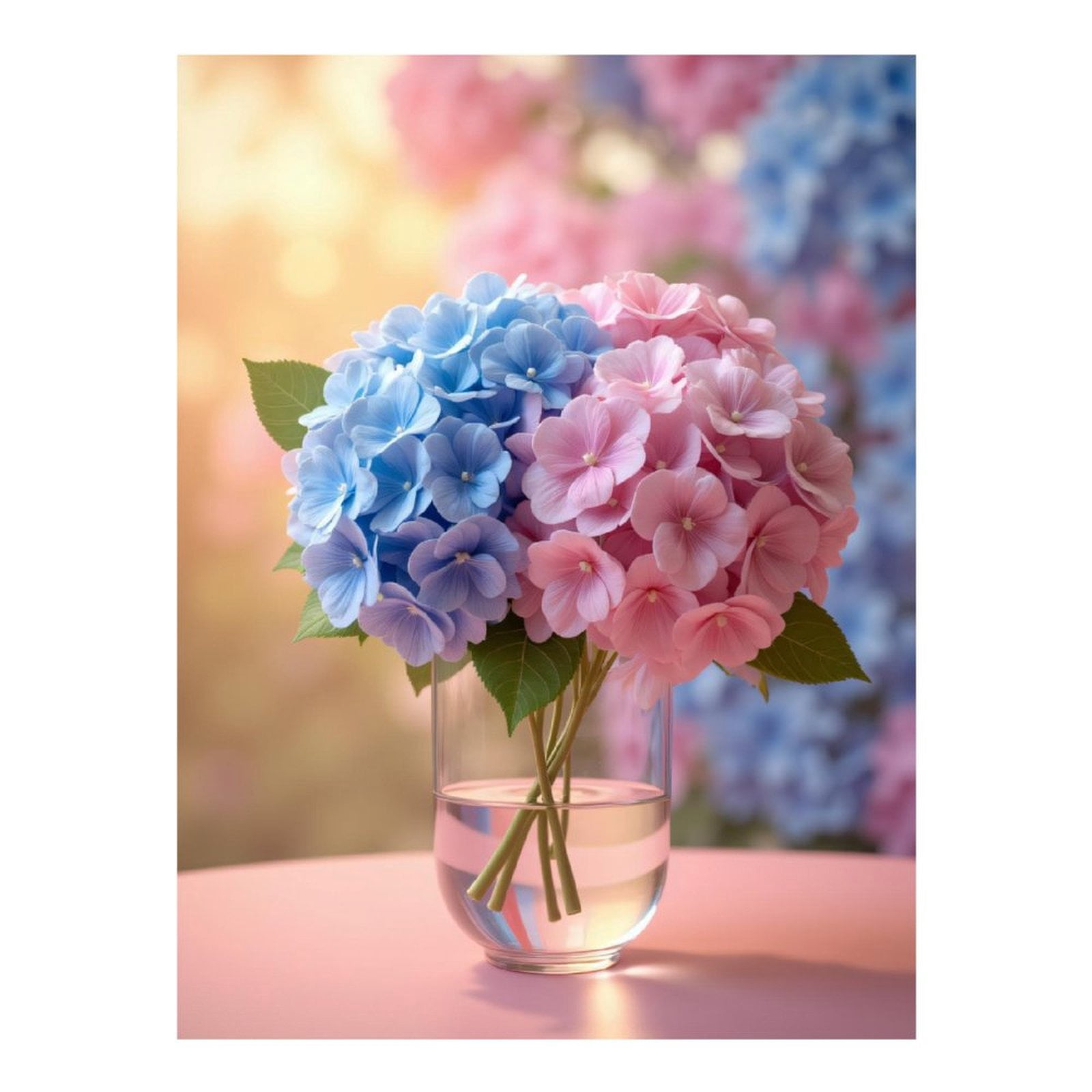 Diamond Art Kit for Adults, Pink Blue Hydrangea Bouquet Vase Diamond Painting for Adults Beginners, 5D DIY Diamond Art Painting Kits, Colorful Diamond Painting Craft for Home Decor 12x16