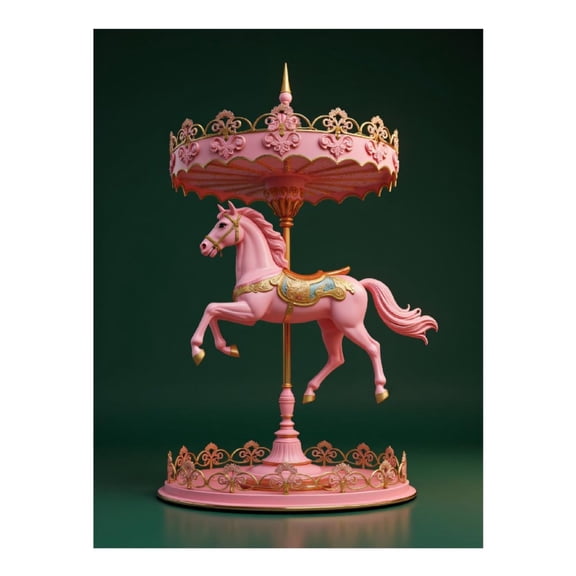 Diamond Art Kit for Adults, Pink Carousel Horse Fantasy Scene Diamond Painting for Adults Beginners, DIY Diamond Art Painting Kits, 5D Diamond Painting Crafts for Home Decor 12x16 Frameless