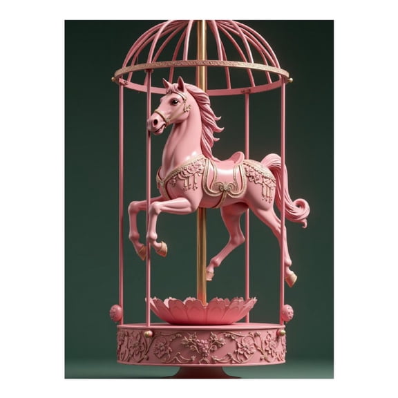 Diamond Art Kit for Adults, Pink Carousel Horse Ornament Diamond Painting for Adults Beginners, DIY Diamond Art Painting Kits, 5D Diamond Painting Crafts for Home Decor 12x16 Frameless