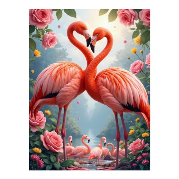 Diamond Art Kit for Adults, Pink Flamingos Nature Scene Diamond Painting for Adults Beginners, 5D DIY Diamond Art Painting Kits, Colorful Diamond Painting Craft for Home Decor 12x16