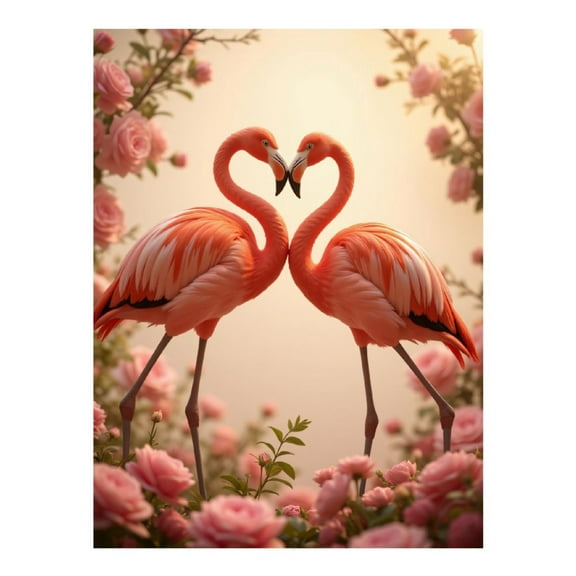 Diamond Art Kit for Adults, Pink Flamingos In Rose Garden Diamond Painting for Adults Beginners, 5D DIY Diamond Art Painting Kits, Colorful Diamond Painting Craft for Home Decor 12x16