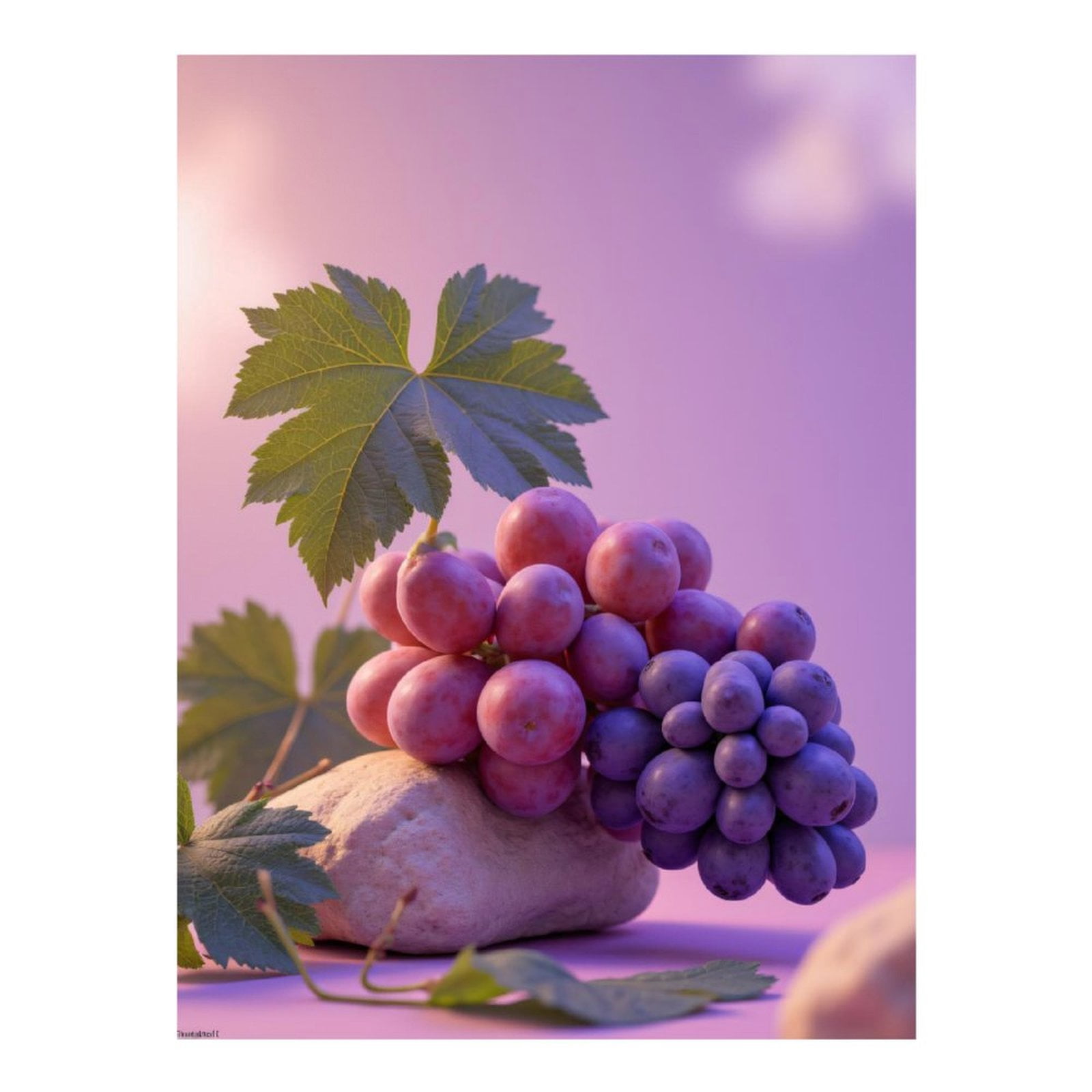 Diamond Art Kit for Adults, Pink Purple Grapes Leaf Rock Diamond Painting for Adults Beginners, 5D DIY Diamond Art Painting Kits, Colorful Diamond Painting Craft for Home Decor 12x16
