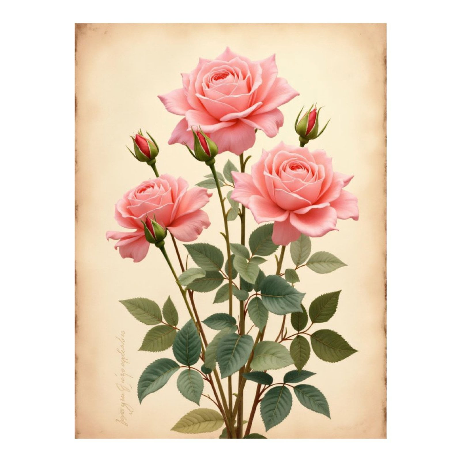Diamond Art Kit for Adults, Pink Roses Botanical Art Vintage Diamond Painting for Adults Beginners, 5D DIY Diamond Art Painting Kits, Colorful Diamond Painting Craft for Home Decor 12x16
