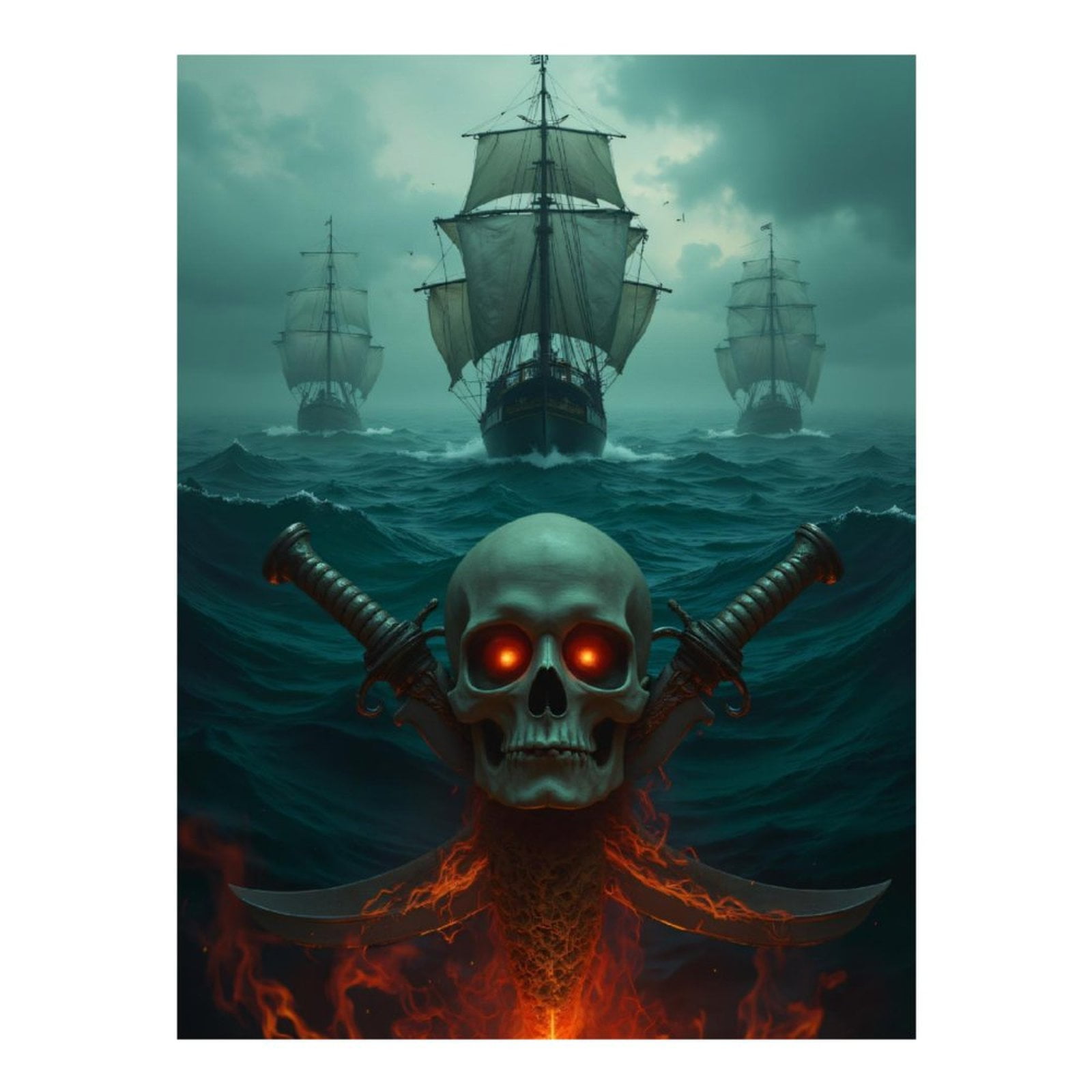 Diamond Art Kit for Adults, Pirate Ship Ocean Dark Skulls Swords ...