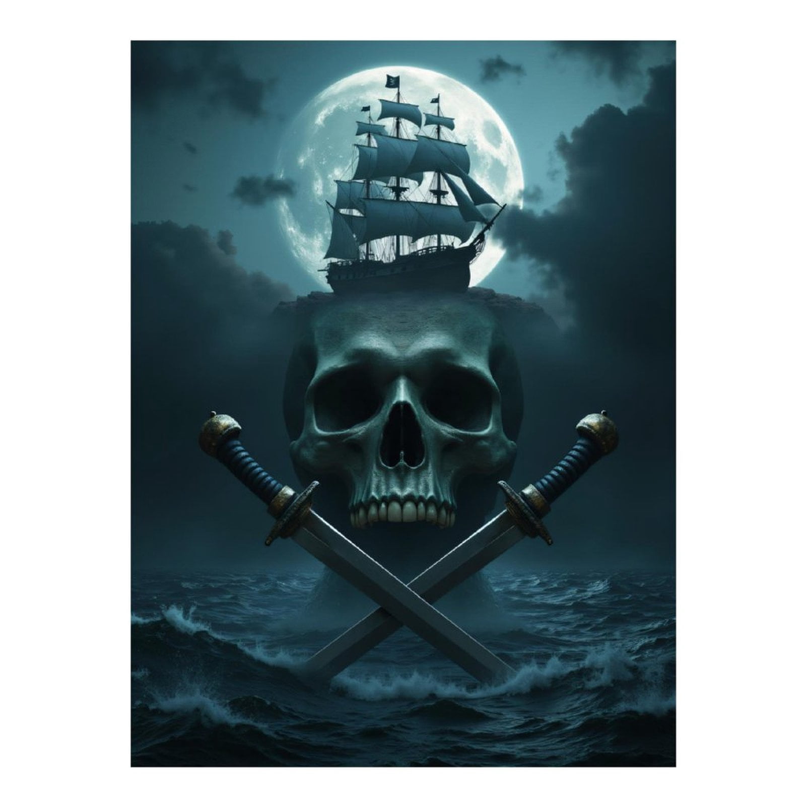 Diamond Art Kit for Adults, Pirate Ship Skull Moon Swords Ocean Diamond ...