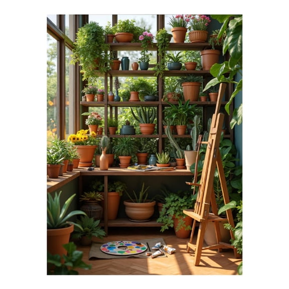 Diamond Art Kit for Adults, Plant Painting Studio Greenhouse Diamond Painting for Adults Beginners, DIY Diamond Art Painting Kits, 5D Diamond Painting Crafts for Home Decor 12x16 Frameless