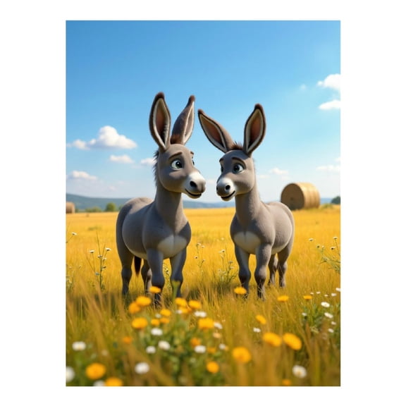 Diamond Art Kit for Adults, Playful Donkeys In Sunny Meadow Diamond Painting for Adults Beginners, 5D DIY Diamond Art Painting Kits, Colorful Diamond Painting Craft for Home Decor 12x16