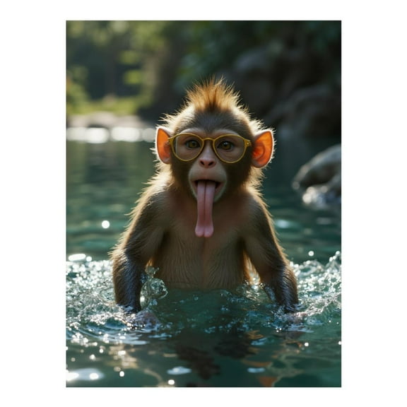 Diamond Art Kit for Adults, Playful Monkey With Glasses Diamond Painting for Adults Beginners, DIY Diamond Art Painting Kits, 5D Diamond Painting Crafts for Home Decor 12x16 Frameless