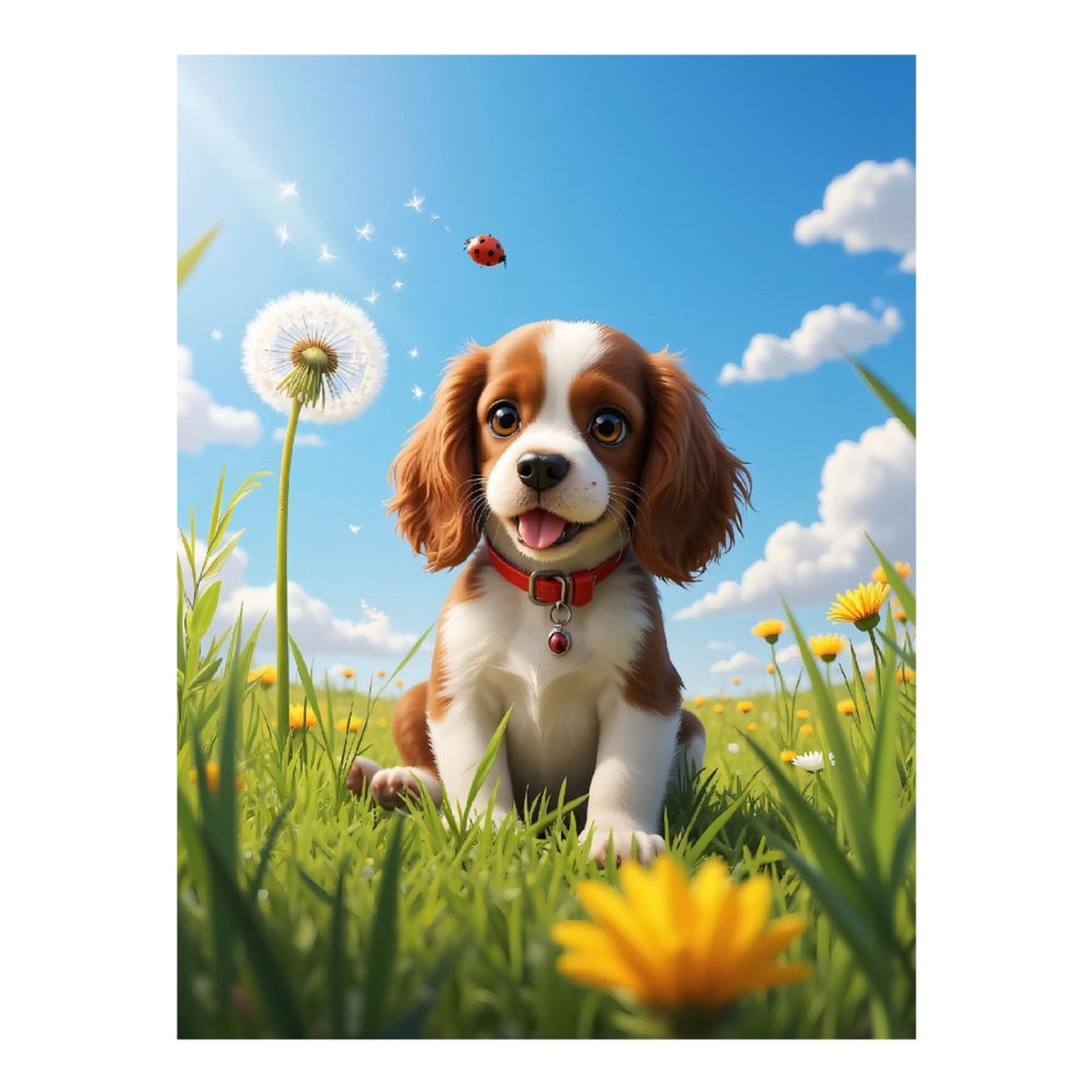 Diamond Art Kit for Adults, Playful Puppy Meadow Scene Diamond Painting for Adults Beginners, 5D DIY Diamond Art Painting Kits, Colorful Diamond Painting Craft for Home Decor 12x16