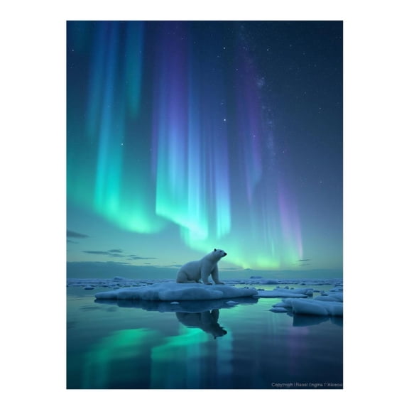 Diamond Art Kit for Adults, Polar Bear Aurora Night Sky Ice Diamond Painting for Adults Beginners, 5D DIY Diamond Art Painting Kits, Colorful Diamond Painting Craft for Home Decor 12x16