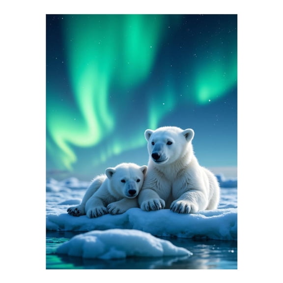 Diamond Art Kit for Adults, Polar Bears Aurora Ice Night Sky Diamond Painting for Adults Beginners, 5D DIY Diamond Art Painting Kits, Colorful Diamond Painting Craft for Home Decor 12x16