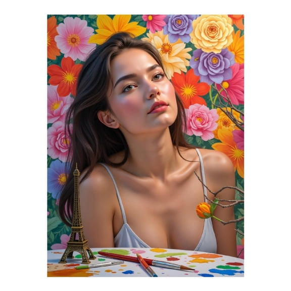 Diamond Art Kit for Adults, Portrait Vibrant Floral Art Studio Diamond Painting for Adults Beginners, 5D DIY Diamond Art Painting Kits, Colorful Diamond Painting Craft for Home Decor 12x16