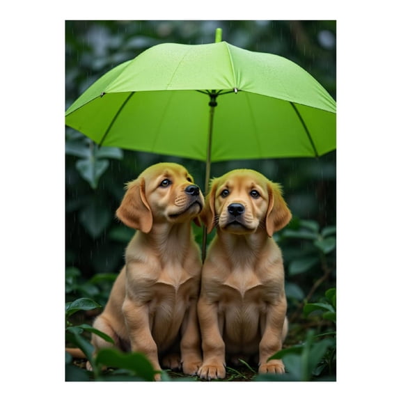 Diamond Art Kit for Adults, Puppies Green Umbrella Rainy Day Diamond Painting for Adults Beginners, 5D DIY Diamond Art Painting Kits, Colorful Diamond Painting Craft for Home Decor 12x16