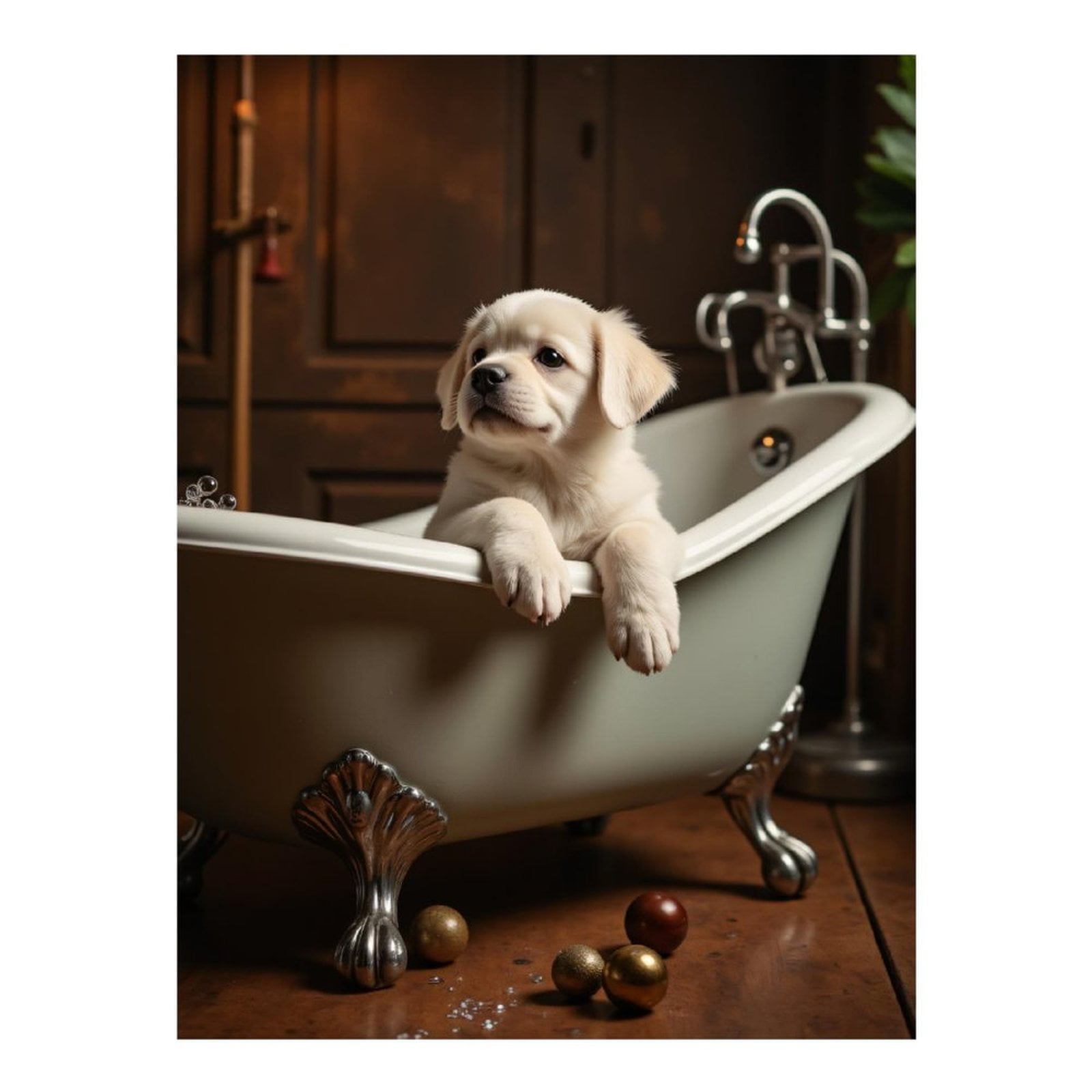 Diamond Art Kit for Adults, Puppy Bathtub Rustic Decor Scene Diamond Painting for Adults Beginners, DIY Diamond Art Painting Kits, 5D Diamond Painting Crafts for Home Decor 12x16 Frameless