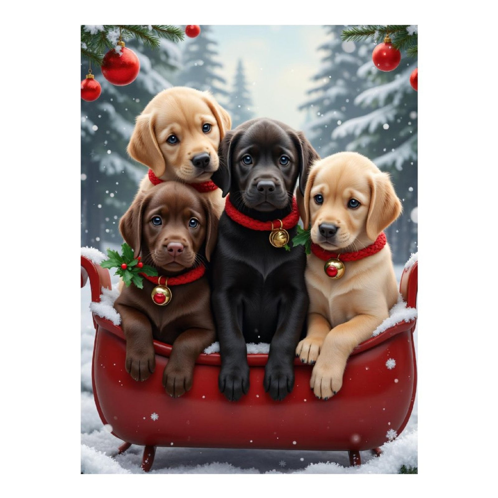 Diamond Art Kit for Adults, Puppy Christmas Snow Scene Tub Diamond Painting for Adults Beginners, 5D DIY Diamond Art Painting Kits, Colorful Diamond Painting Craft for Home Decor 12x16