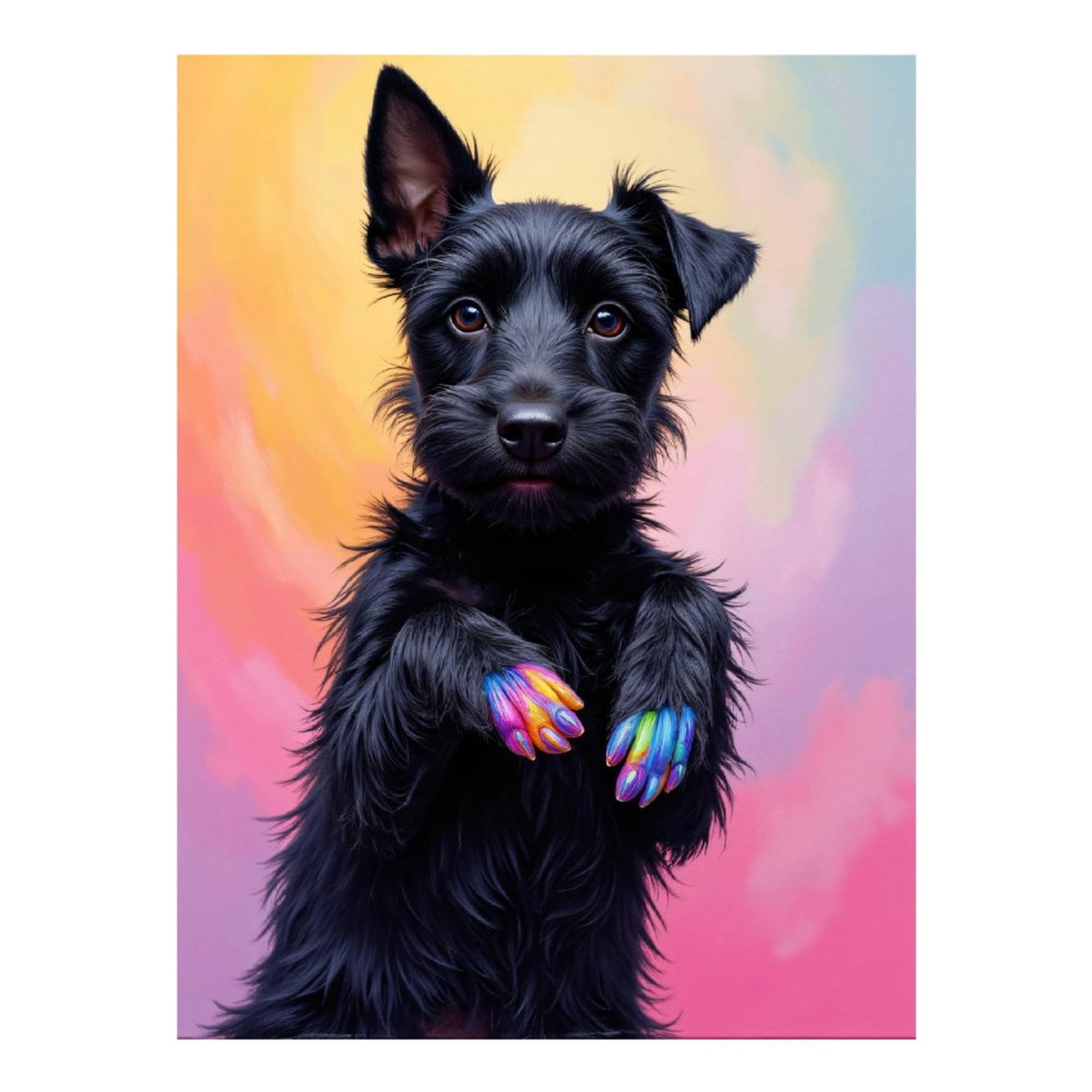 Diamond Art Kit for Adults, Puppy Playful Colorful Paws Pastel Background Diamond Painting for Adults Beginners, DIY Diamond Art Painting Kits, 5D Diamond Painting Crafts for Home Decor 12x16
