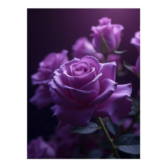 Diamond Art Kit for Adults, Purple Roses Soft Glow Diamond Painting for Adults Beginners, DIY Diamond Art Painting Kits, 5D Diamond Painting Crafts for Home Decor 12x16 Frameless