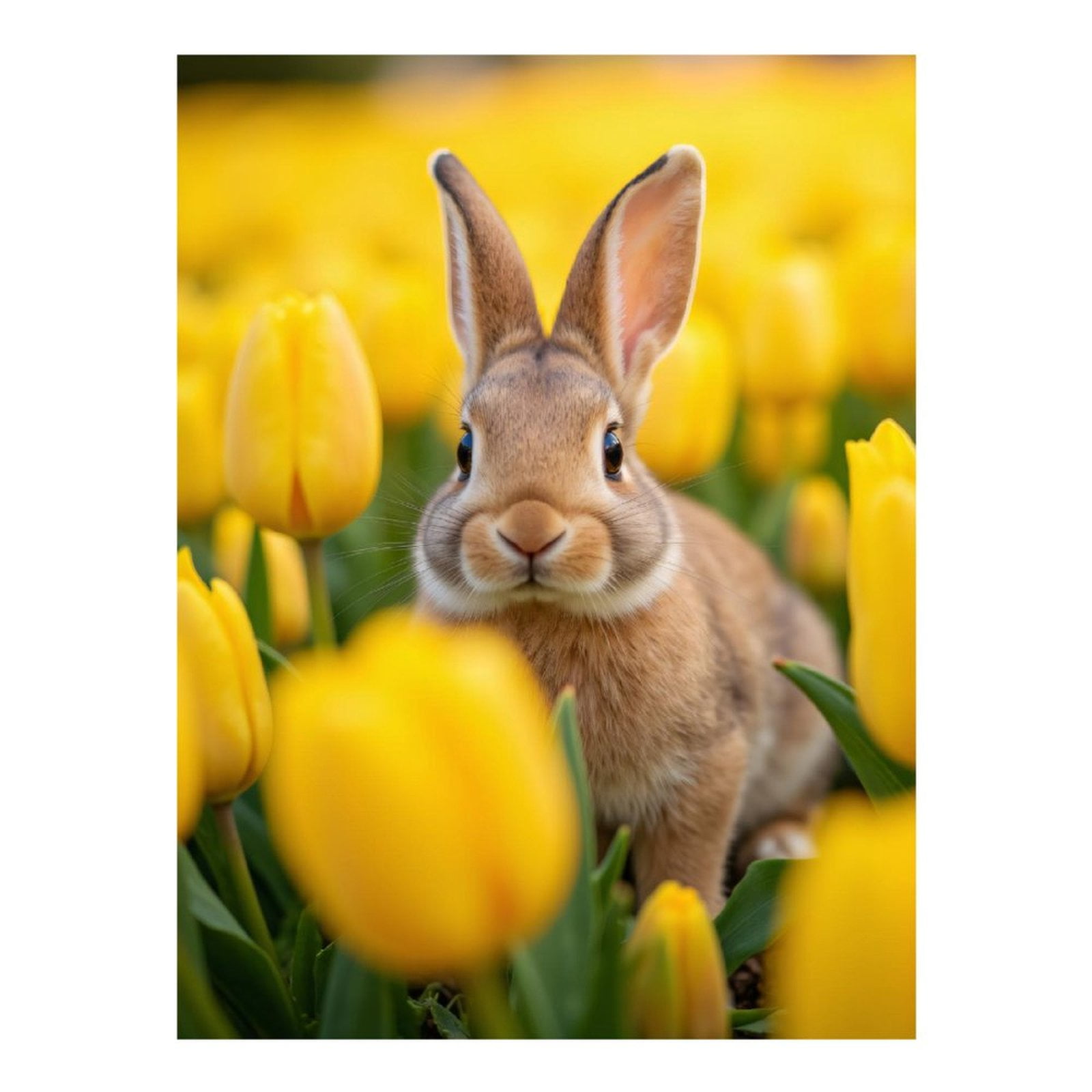 Diamond Art Kit for Adults, Rabbit Among Yellow Tulips Diamond Painting ...